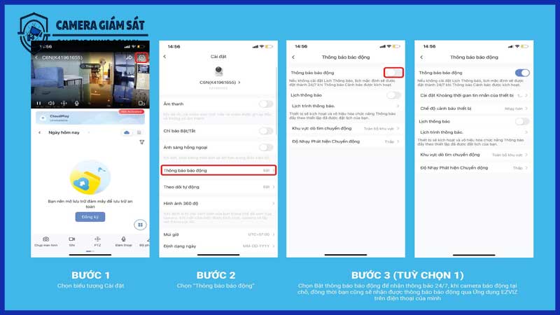 Cài đặt và tùy chỉnh các thông báo của Camera Ezviz H90